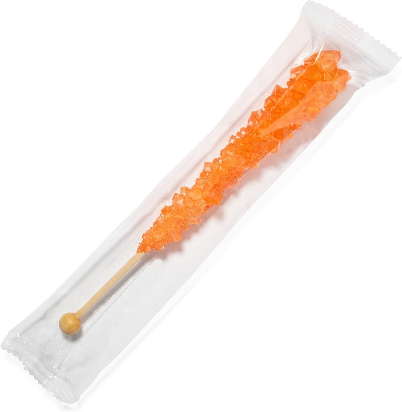 Candy Envy Orange Rock Candy Sugar Sticks - Orange Flavored - 24 Individually Wrapped Candy - Image 3